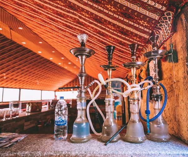 Enjoy shishah after dinner or with sunset in Wadi Rum camp