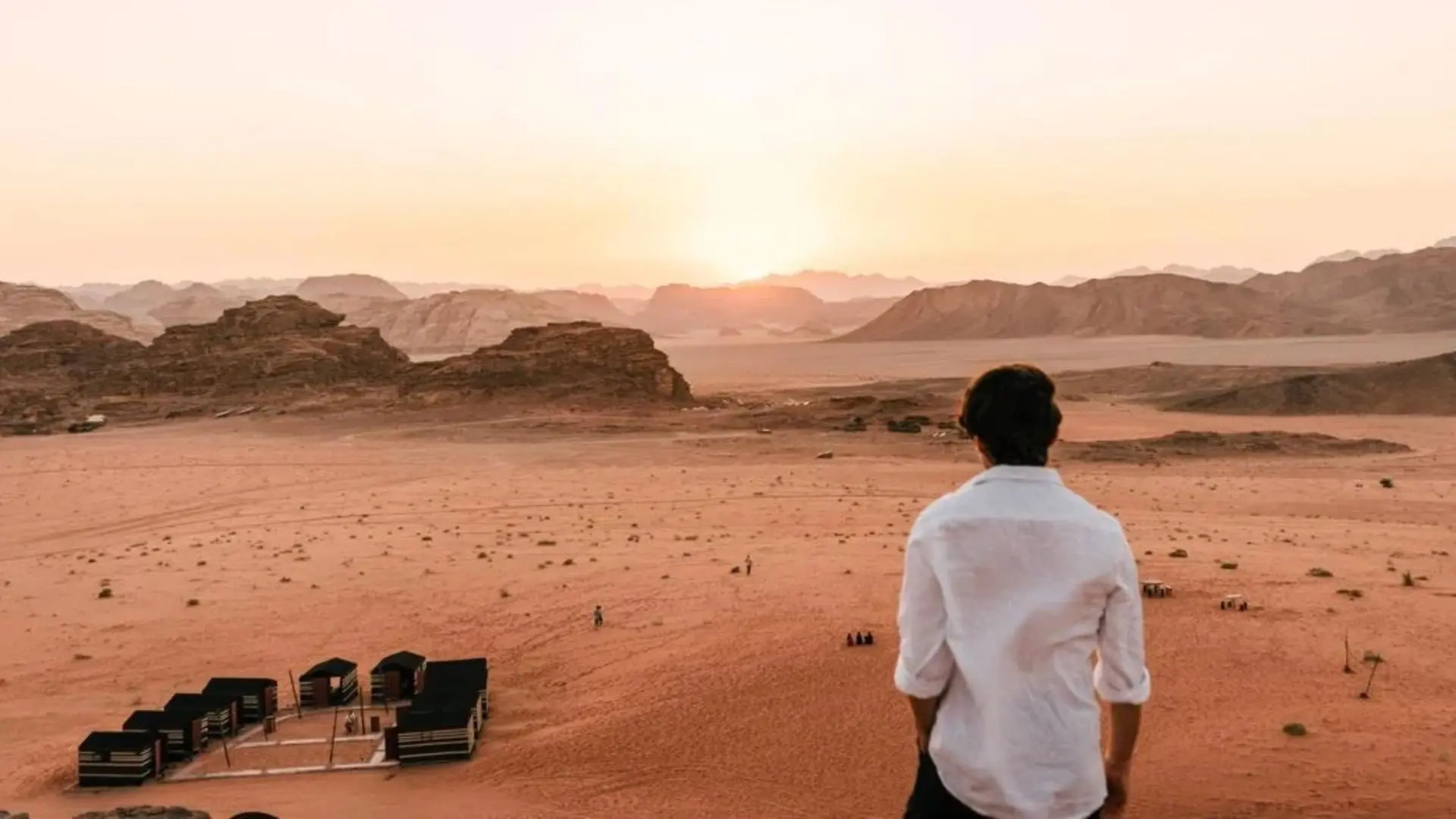 Khaled Sabbah overlooking Khaled's Camp in Wadi Rum
