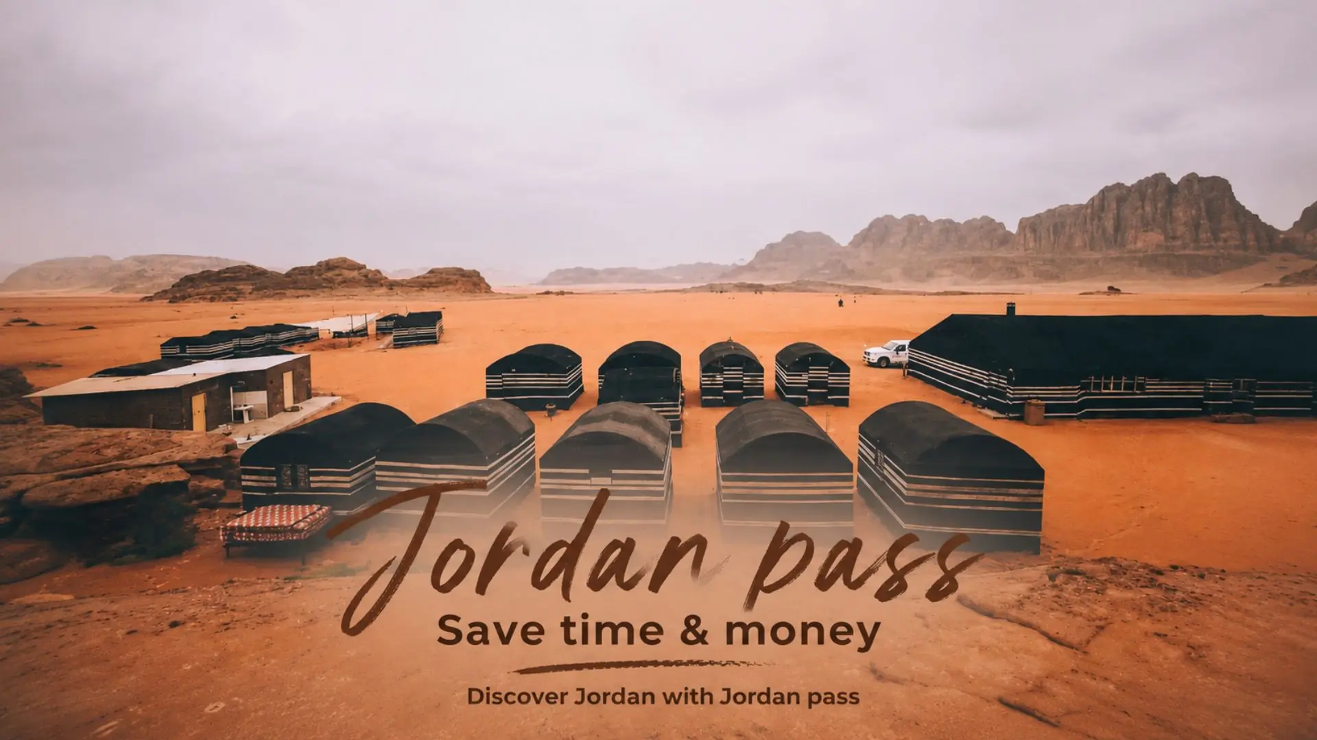 Jordan Pass tourist card with Petra and desert scenery